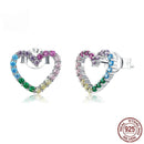 Rainbow Earrings Sterling Silver S925 Heart-shaped Color